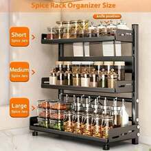 Questo pratico scaffale da cucina a tre ripiani presenta un'altezza regolabile, una grande capacità ed è un'unità di stoccaggio multifunzionale e salvaspazio, adatta per appartamenti, cucine e sale da pranzo. - nero - Visualizzare 2