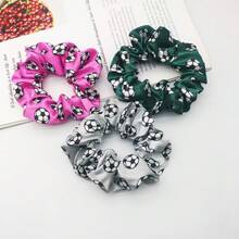 4/1pc Cute Football Cartoon Printed Silk Scrunchie, Gentle No Hair Damage, Fashion Daily Hair Tie, Perfect For Daily Wear, Outdoor Travel, Sports Events & General Festivals, Practical Hair Accessories, Hair - Multicolor - View 11