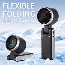 便攜式手持渦輪風扇 1200mAh - 5段風速 180°可折疊迷你風扇，13550 RPM，2-10小時冷卻，數位顯示，USB迷你手持個人風扇，適用於旅行、化妝、戶外、室內 - 多色 - 查看 4