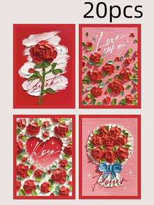 20 tấm thiệp vẽ tay 520 dùng cho ngày Valentine, thiệp bó hoa, thiệp tình yêu đôi lứa, nhãn trang trí hộp quà sinh nhật. - nhiều màu - Xem 11