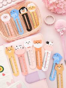 Bộ 50 chiếc thước kẻ và đánh dấu trang hình động vật dễ thương, thước kẻ và đánh dấu trang hình động vật hoạt hình, thước kẻ và đánh dấu trang 2 trong 1 hình động vật, thước mini 5cm, đánh dấu trang phần thưởng trong lớp học, đồ dùng văn phòng phẩm trường học, nhật ký, phụ kiện đọc sách, học tập, dành cho người yêu sách. - Bộ thước kẻ và thẻ đánh dấu trang hình động vật - Xem 2