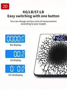1pc LED Display Electronic Scale, Flat 2D Cracked Black Hole Digital Bathroom Scale, Decorative Weighing Platform - Suitable For Long-Term Use, Meets Household Weighing Needs,Uses AAA Batteries (Batteries Not Included) - Multicolor - View 6