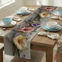 1pc Floral Print Minimalist Table Runner, Suitable For Holidays, Parties, Birthdays, Dinners, Restaurant Table Decor, All Seasons, Home Decor - Multicolor - View 2