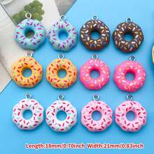 10/12 chiếc mặt dây chuyền hình bánh donut bằng nhựa màu pastel ngọt ngào kích thước 18x21mm có hiệu ứng kem phủ, dùng làm mặt dây chuyền bông tai DIY cho trang sức thủ công. - Nhiều màu - Xem 10