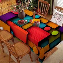 1pc, Home Decor, Abstract Pattern Printed Tablecloth, Rectangular, Machine Woven, Suitable For Home Kitchen Dining Room, Party Dinner, Picnic Camping, Date, Wedding, Theme Party Decoration, Indoor And Outdoor Use - Multicolor - View 9