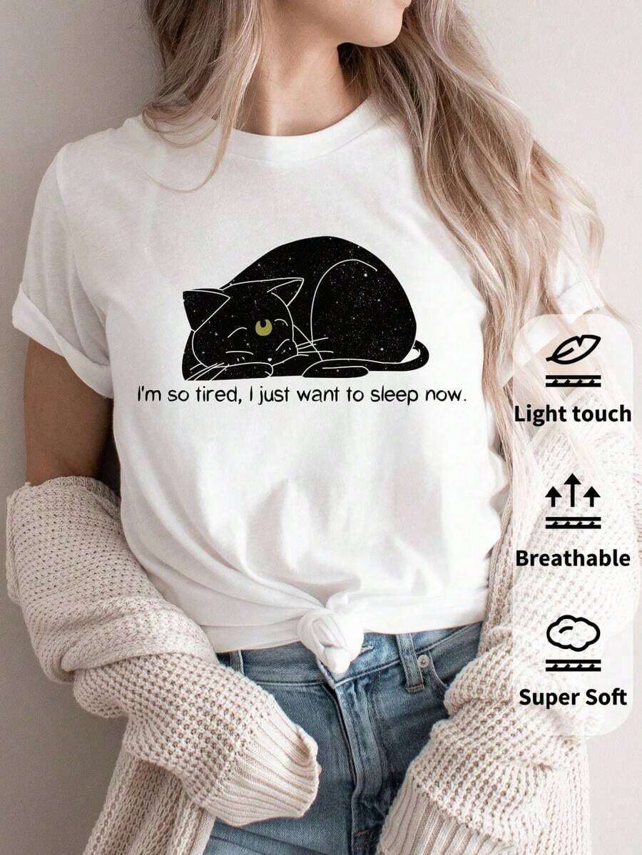 Camiseta de manga corta para mujer, cuello redondo, holgada, casual y versátil, nuevo estampado de chica anime, ideal como capa base, tejido suave con buena caída - Blanco-1 - Ver 1