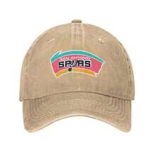 San Antonio Spurs Logo 1989 Vintage Washed Distressed Cotton Dad Hat Baseball Cap Adjustable Unisex Style Headwear - Khaki - View 7
