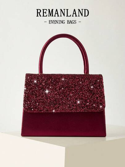 REMANLAND Túi xách nữ sang trọng đính sequin lấp lánh, ví cầm tay thời trang có nắp gập, ví hoàn hảo cho phái nữ, kèm dây đeo vai/đeo chéo bằng kim loại có thể tháo rời, rất phù hợp với váy dạ hội đính sequin, váy cưới và váy dự tiệc, món quà tuyệt vời nhất dành cho người thân yêu.