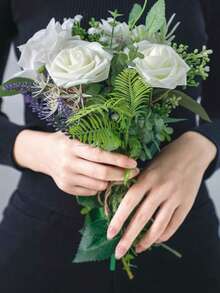 1/27/30/54 朵白色人造合成泡沫玫瑰花莖，適合 DIY 婚禮花束、拱門、新娘派對中心裝飾、居家室內窗戶、牆面花卉裝飾（OPP 袋包裝，無禮盒），完美適用秋季戶外、陽台與宿舍裝飾 - 彩色 - 查看 2
