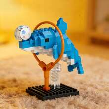 8pcs Micro Particle Building Blocks Cute Animal Theme Toy Series, Adorable Corgi, Owl, Dolphin, Rabbit, Cat And More Animals, DIY Creative Assembly Educational Combination, Suitable For Window Decoration, Living Room Decor, Birthday Holiday/Friend Gift, Parent-Child Interaction To Accompany Child Growth. - Multicolor - View 4