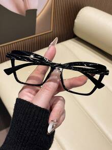 1副复古方形Y2K风格眼镜，可爱日常佩戴，女士款 - 黑色 - 查看 2