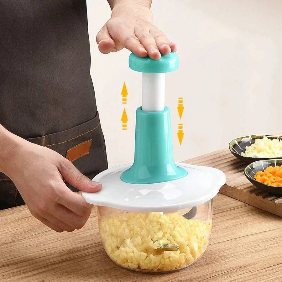 Procesador de pasta de ajo con prensa Manual, rebanador de verduras tipo prensa, picadora de carne multifuncional para el hogar - Gris - Ver 1