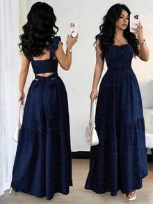 Vestido casual de mujer con estampado de lunares, verano - Blanco y Negro - Ver 6