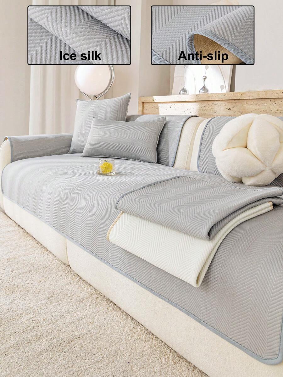 1 buah Sarung Sofa Pendingin Warna Polos Bahan Sutra Es, Gaya Minimalis Warna Polos Ramah Hewan Peliharaan, Anti Gores Anti Kotor Anti Selip, Cocok Untuk Semua Musim, Dekorasi Liburan, Cocok Untuk Sofa Bentuk L di Apartemen Kecil