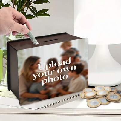 1 pieza Hucha personalizable, Caja de decoración del hogar con diseño de hucha para monedas, Caja de almacenamiento reutilizable hecha a mano de color marrón oscuro para monedas y pequeñas joyas, Decoración única para el hogar y la oficina