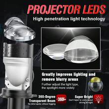 HYNBYZJ 1/2 bóng đèn pha LED H4 Bi-LED dạng thấu kính chiếu, công suất 120000LM, 180W, bóng đèn Turbo H4 STG PTF, đèn chiếu kép xa gần, cắm và chạy, 12V - A - Xem 6