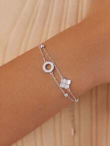 1 chiếc vòng tay bạc Sterling S925 hai lớp hình cỏ ba lá, kiểu dáng tinh tế, sang trọng, mặt dây chuyền bùa may mắn phong cách thiên nhiên, trang sức quà tặng sinh nhật thời trang đa năng dành cho phụ nữ. - cỏ bốn lá - Xem 2