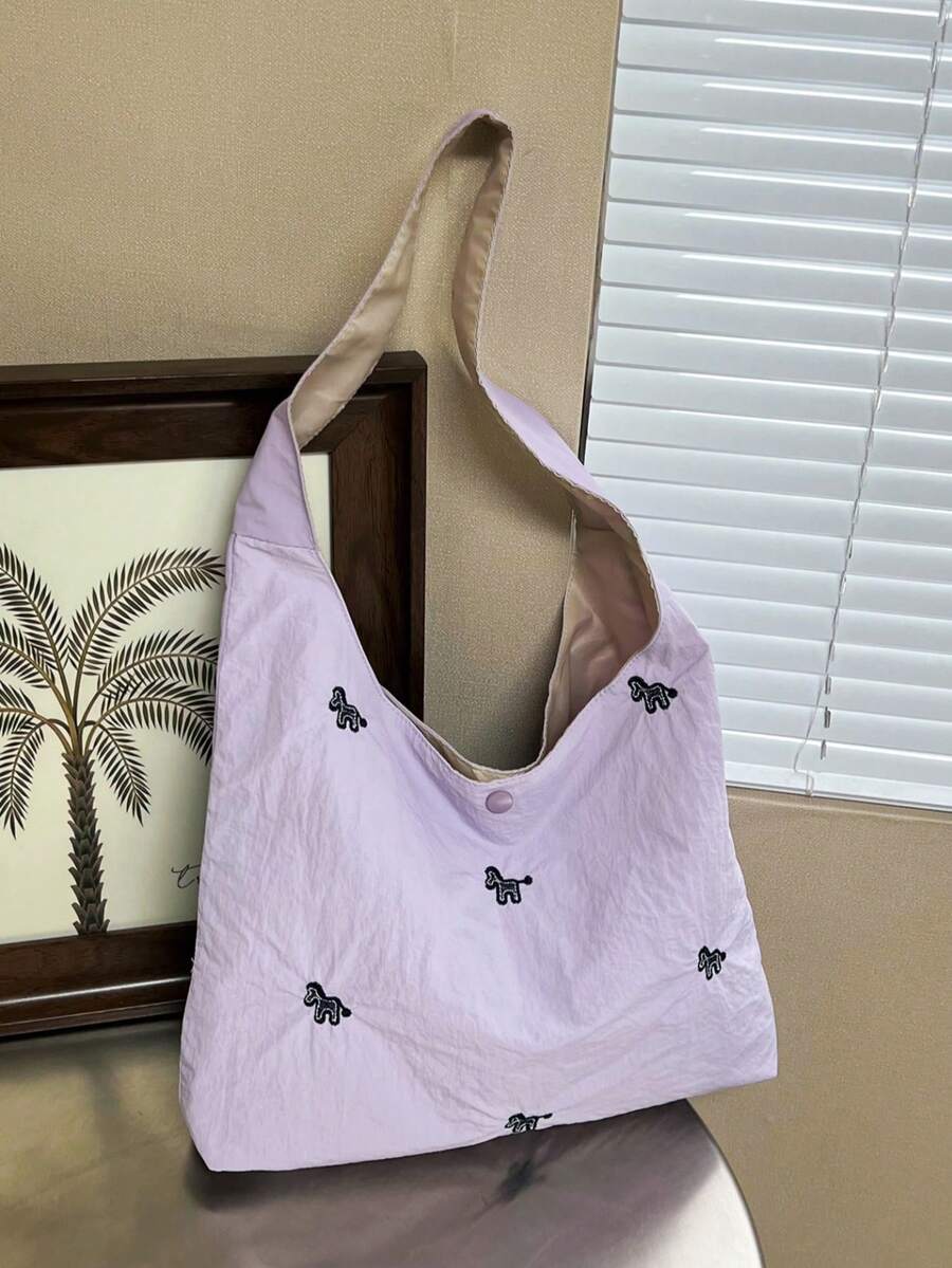 Women's Large Capacity Casual Solid Color Shoulder Bag - Purple - View 1