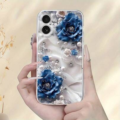 1 chiếc ốp lưng điện thoại kiểu Ins Style họa tiết hoa dâm bụt và lá tươi mát, chống trượt, bảo vệ điện thoại cho iPhone 11/12/13/14/15/16 Pro Max