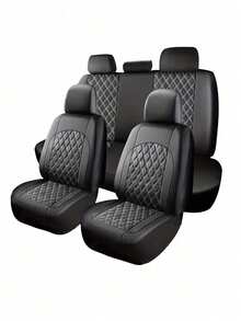 Universal Car Seat Covers, PU Leather Diamond Quilted Seat Cover Set, 2 Front/5 Seats, Non-Slip Backing, Suitable For Sedans, SUVs, Trucks, Easy Installation - A - View 13