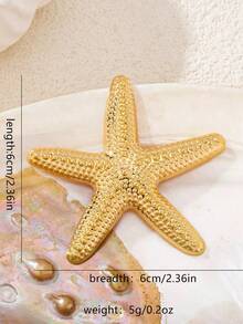 1pc Fashionable Delicate Minimalist Gold Starfish Brooch, Versatile For Women To Wear Anywhere, Suitable As Gift For Lover - D - View 4
