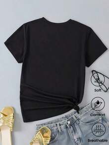 Camiseta de manga corta de moda para primavera y verano de 2026, hecha en México, 180 gramos. Estampado de dibujos animados, modelo de pareja, apta para uso interior o exterior. Cuello redondo, unisex, ideal para oficina y ocio. Paquete de una pieza. - Blanco - Ver 3