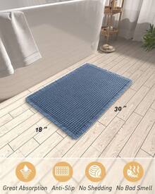 Waffle Bath Mat, Absorbent Non Slip Bathroom Rug With Tassels, Rubber Backed Floor Mat, Machine Washable Decorative Mat For Bathroom, 17" X 24", Brown - 藍色的 - 查看 2
