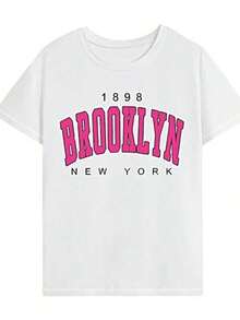 [Entrega Local]Playera Para MujerNueva Camiseta De Mujer 2025 OtoñO-Invierno, De Manga Corta Con Cuello Redondo, 100% AlgodóN, Holgada, De Estilo Casual Y VersáTil Con Estampado Moderno, Ideal Como Prenda BáSica. - Blanco - Ver 3