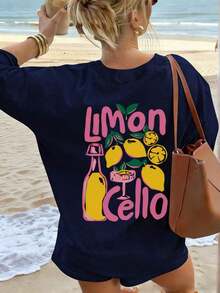 Camiseta de manga corta con cuello redondo y estampado de corazones "More Love Please" para mujer, estética y linda para uso diario, adecuada para el Día de San Valentín, salidas de verano y estilo urbano, color blanco. - Azul Marino - Ver 5