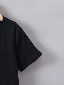 1 pieza Camiseta de manga corta de verano para niño con estampado de pesca "Dad's Fishing Buddy", 180g, 100% algodón - Negro - Ver 4