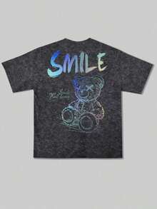 Zrgoth Men's Simple And Versatile Printed Short Sleeve T-Shirt - 黑色 - 查看 5