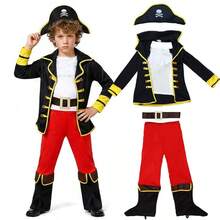 Barnens piratkostym Kapten Jack, fantasypiratkostym för pojkar för Halloweenfest, lärande och föreställning - Multifärgad - Visa 15