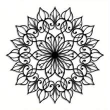 1 pieza Decoración de pared de metal moderno con diseño de mandala, ideal para sala de estar, dormitorio, oficina, decoración versátil para interiores y exteriores, regalo perfecto para boda, cumpleaños, Día de San Valentín, Día de la Madre, Día del Padre, inauguración de casa - flor - Ver 3