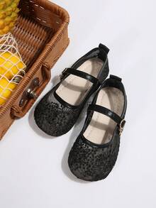 Mesh Shoes, Girls' Soft Bottom Summer New Fashion Stylish Shoes, Breathable Mesh Shallow Mary Jane Shoes, Lightweight & Comfortable Beijing Cloth Shoes - Black - View 6