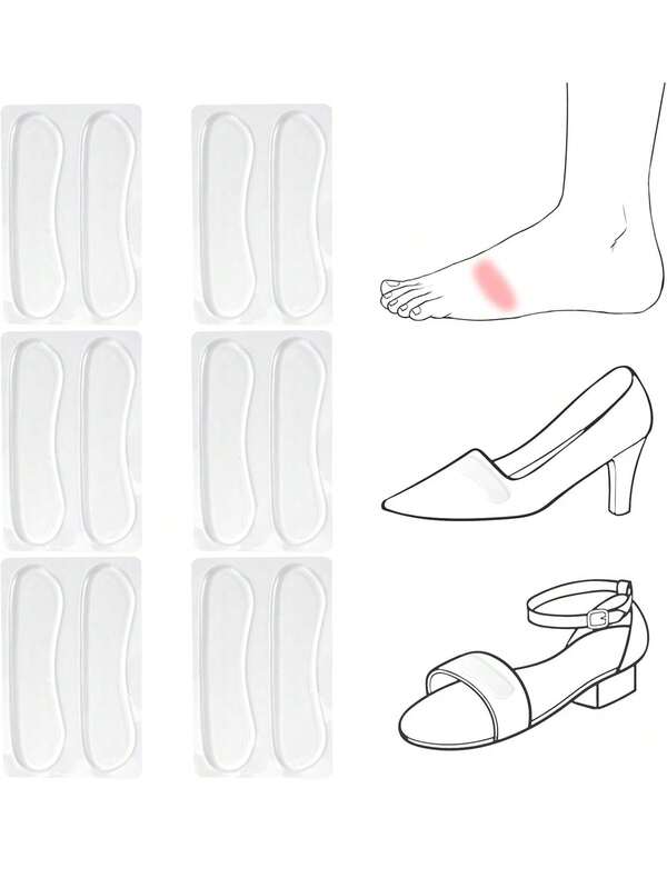 2/4 Pairs Transparent Self-Adhesive Heel Grips With Cushion, Prevent Shoes From Slipping
