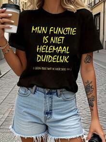 Mi rol no es completamente (No tengo la menor idea de lo que estoy haciendo aquí), camiseta de manga corta con cuello redondo estampado para mujer, ideal para primavera y verano, ropa casual de calle, regalo para festivales, outfit para reuniones con amigas) - Negro - Ver 6