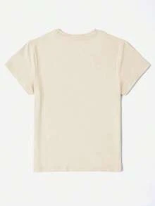 Mujeres Talla grande Camiseta de manga corta con cuello redondo con estampado gráfico minimalista casual de calle con flores y lentejuelas de cereza del Y2KPure-Cotton - Blanco - Ver 7