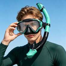 Equipo de snorkel para adultos, máscara de snorkel con gafas antivaho de vidrio templado de 180 grados, tubo de respiración seco, adecuado para hombres y mujeres - Multicolor - Ver 9