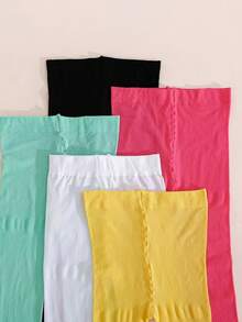 5 Pairs Girls' Solid Color Tights, High Elastic Breathable Children's Leggings, Versatile Dance Socks Multi-Color Set, Spring & Autumn - Multicolor - View 4