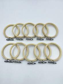 10 piezas Juego de aros de bordado de bambú, aros de punto de cruz ajustables mini de 3.54 pulgadas, círculos de bordado de bambú suaves, adecuados para manualidades finas a pequeña escala, costura, decoración colgante, posavasos, sachets, etc. para principiantes y aficionados - aro de bordar - Ver 9