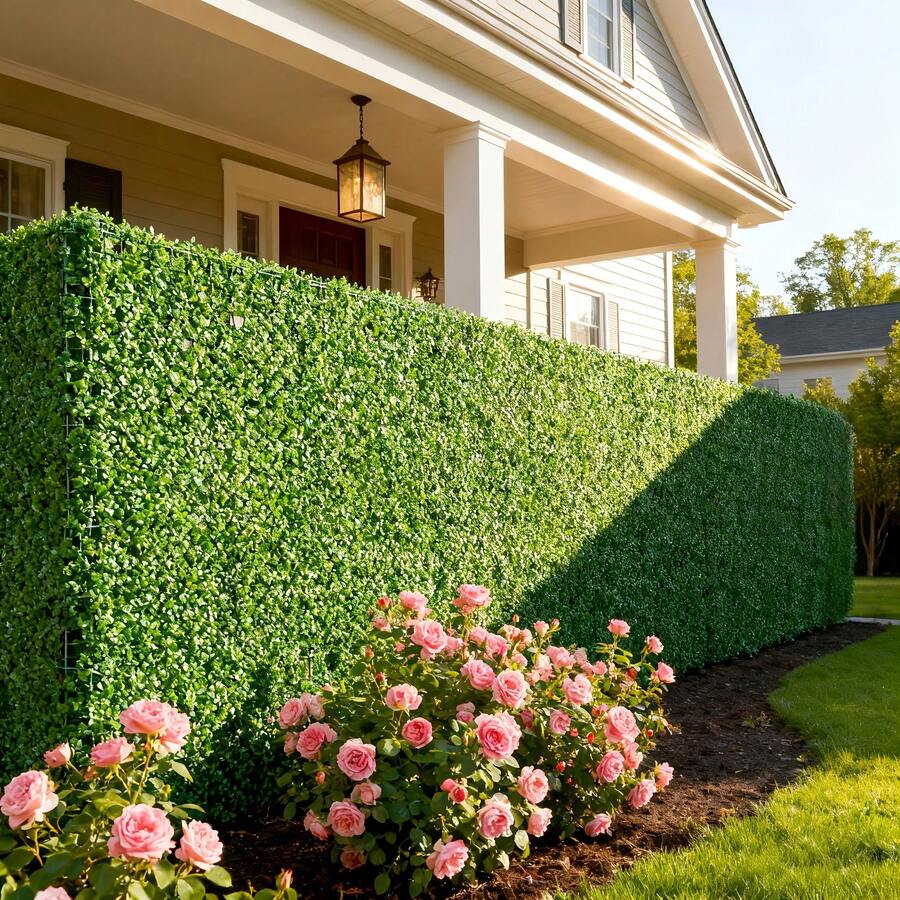 2pcs Artificial Evergreen Ivy Privacy Fence Panels, Realistic Outdoor Faux Green Screens, Easy Installation, All-Weather Durable, Suitable For Balcony Pool Fence, Low Maintenance Year-Round Home Decor, Spring/Summer Fake Plants - Green - View 1