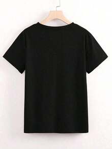 blusas para mujer playeras de mujer blusas casuales para dama  Playera Negra de Algodón para Mujer "Let's Fiesta con Sombrero Mexicano, Guitarra y Colores Vibrantes de Celebración" TAWQ - Negro - Ver 2