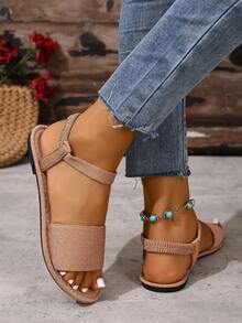 Summer New Floral White Sandals Comfortable Flat Shoes - Brown - View 5