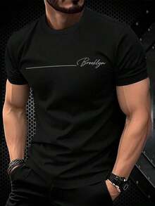 Camiseta minimalista de ciudad con letra para hombres - Blanco 2 - Ver 7