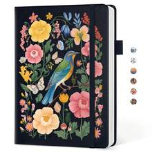 Pretty Lined Journal For Women, Aesthetic Cute Hardcover Leather Journal For Writing, A5 College Ruled Notebook For Work & Note Taking, Perfect For Office School Home, 160 Pages, Sunset - M-garden Bird - View 13