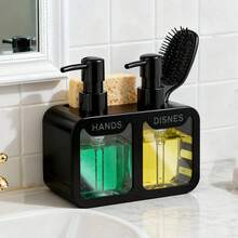 Bộ 1 bình đựng xà phòng nhà bếp, bộ bình đựng xà phòng nhà tắm, được trang bị bình bơm kép, bình đựng xà phòng có thể nạp lại, thích hợp cho nhà bếp, phòng tắm và sử dụng thương mại - Có thể đựng xà phòng, sữa dưỡng thể và nước rửa chén, thiết kế tiết kiệm không gian và chất liệu dễ vệ sinh. - Xem 3