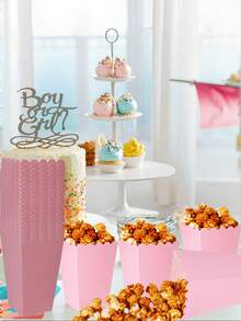 7-Color Mixed Paper Popcorn Buckets, Multicolor Mini Snack Boxes, Suitable For Popcorn, Candy, Cookies, Party Favors, Movie Night - Pink - View 7