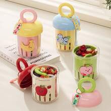 Taza de fruta de dopamina UFORU, taza de yogur portátil a prueba de fugas para exteriores con tenedor, taza de drenaje de plástico de doble capa de calidad alimentaria para Picnic - Amarillo - Ver 5