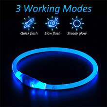 1pc LED Rechargeable Glowing Dog Collar, 3 Lighting Modes, Visible At Night For Outdoor Safety, Suitable For Small To Large Dogs & Cats, Creates Festive Atmosphere - Black and White - View 5