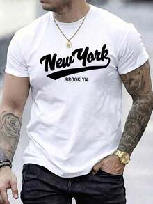 Camiseta corta de manga corta para hombres con diseño sencillo y estampado, estilo moderno y minimalista.Corte corto, cómodo, suave, transpirable y absorbente.Envío exprés desde nuestro almacén local. - Blanco - Ver 2